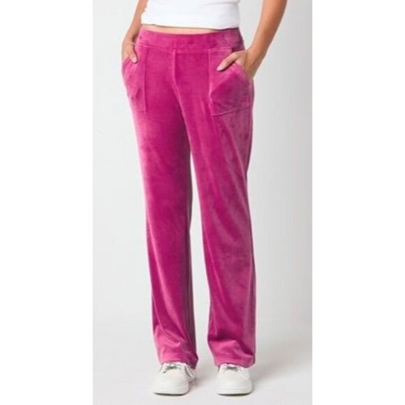 Juicy by Juicy Couture Mid Rise Straight Track Pant-Juniors, Small, Fuchsia, NEW - Picture 1 of 8